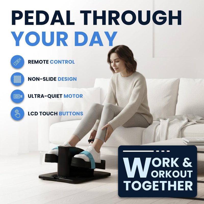 Under Desk Elliptical Machine – Electric Seated Pedal Exerciser for Seniors & Adults, Quiet Ellipse Leg Exerciser with 12-Speed Corded Electric Control, Remote, LCD Foot Pedals for Home Office Workout