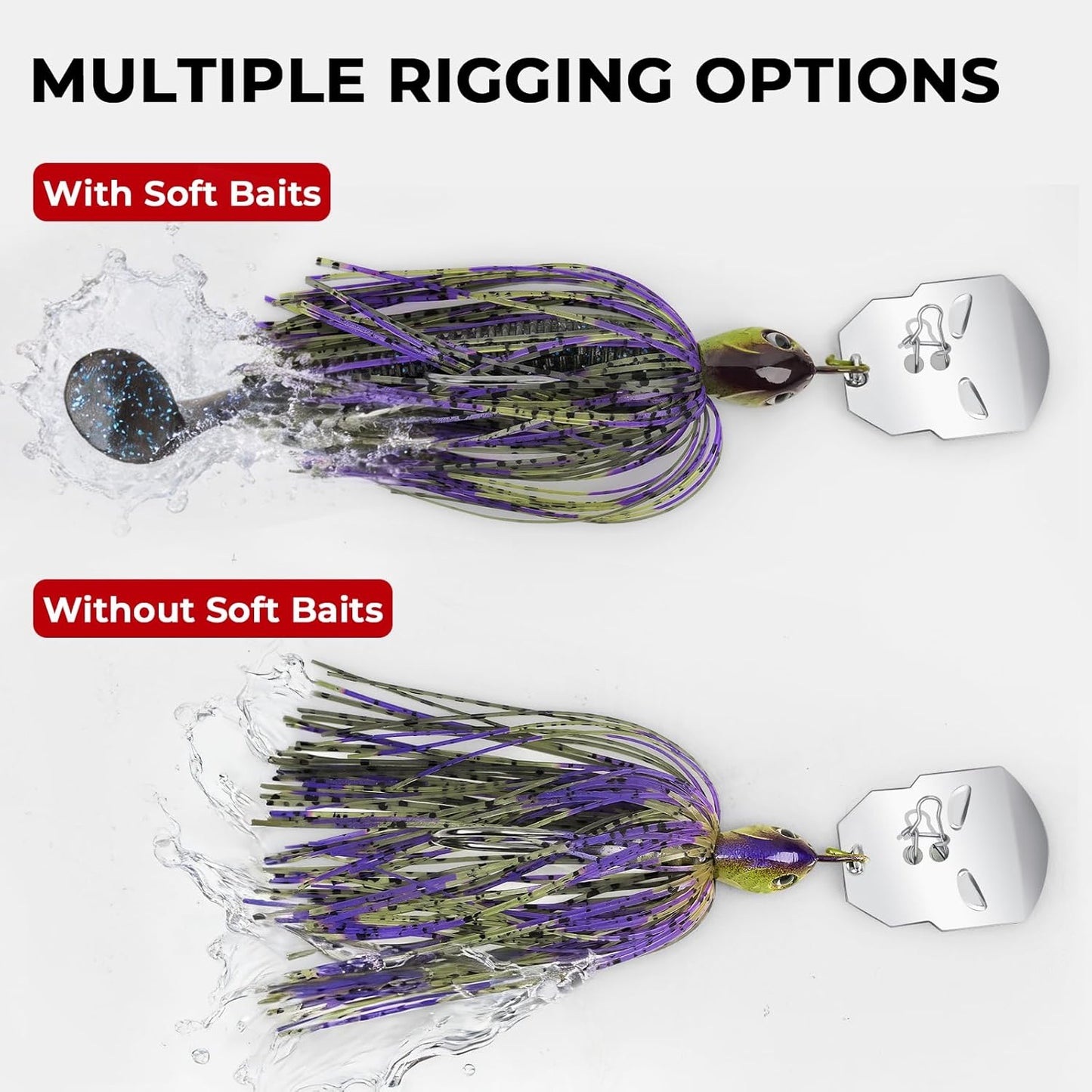 MadBite Bladed Jig Fishing Lures - Multi-Color Kits with Vibrating Action & Sharp Hooks | 3/8 oz & 1/2 oz Sizes, Includes Storage Box