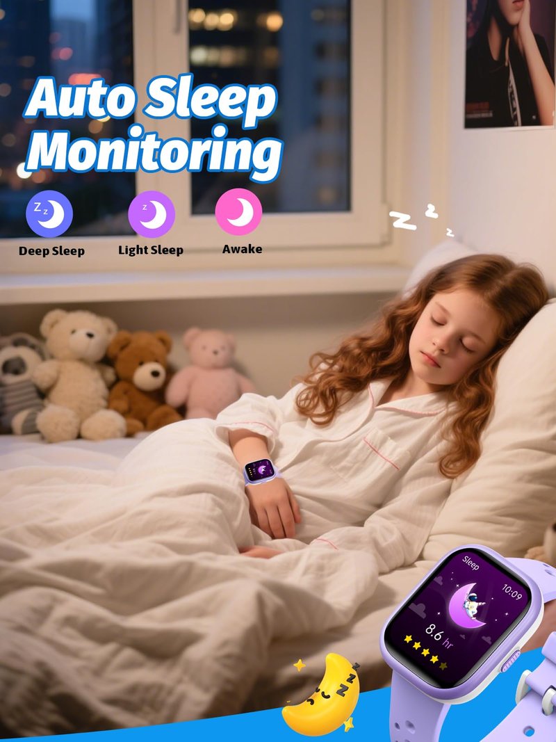Teslahero Upgraded Kids Smart Watch Fitness Tracker, 1.85" Screen with 12 Puzzle Games, Heart Rate Sleep Monitor, Pedometer, Waterproof Activity Tracker with/without APP for Fitbit Boys Girls (Purple)