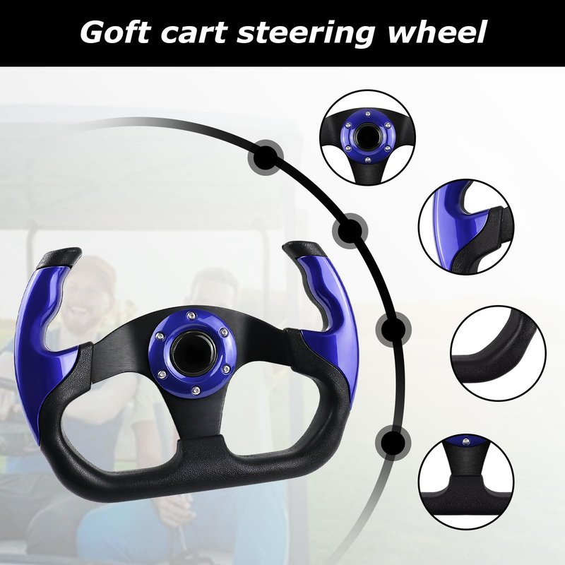 QYMOPAY Golf Cart Steering Wheel, Skid Steering Wheel, Universal Golf Cart for Club Car EZGO RXV and TXT, Yamaha, Precedent Tempo, DS