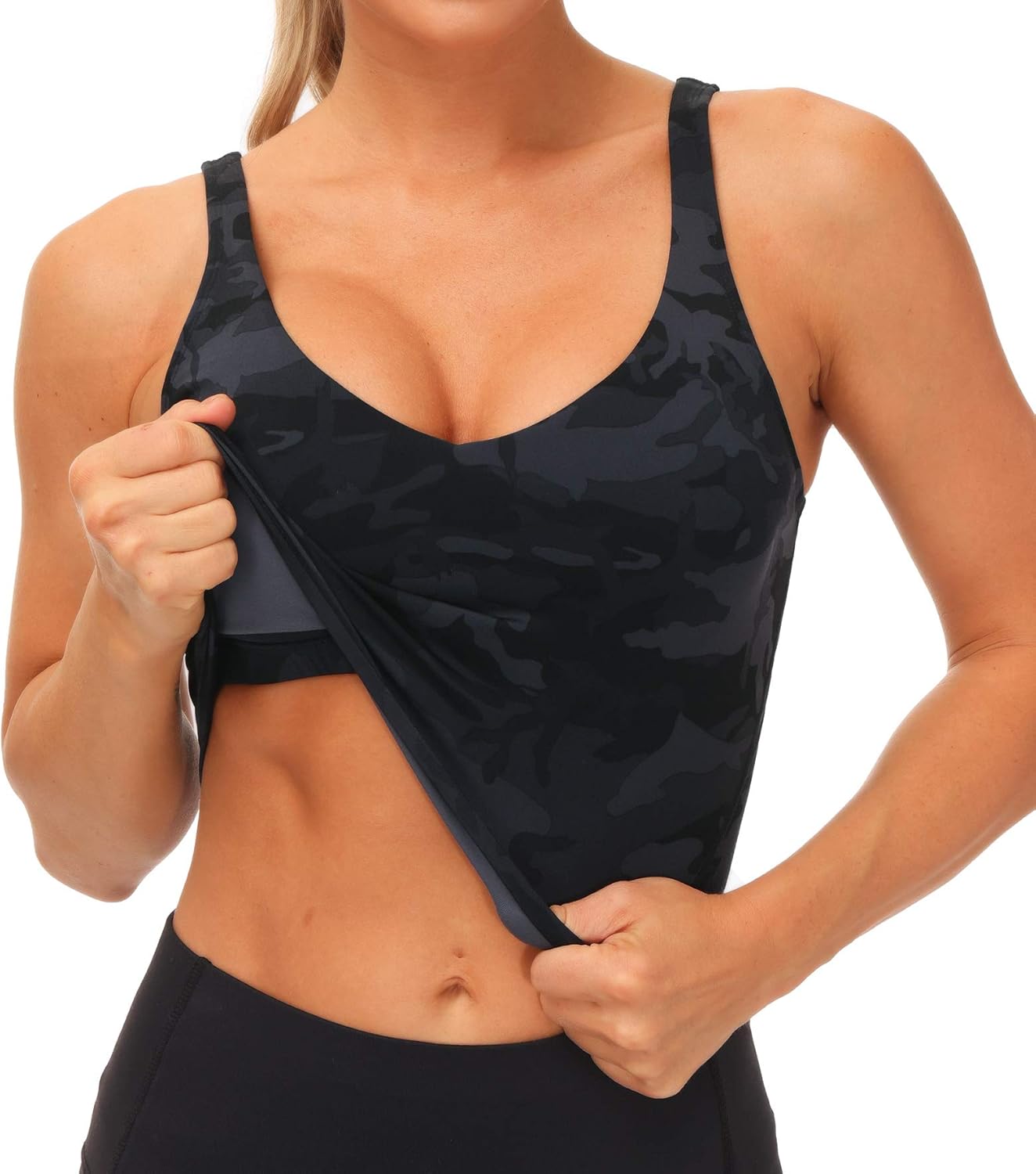 Womens' Sports Bra - Longline Wirefree Padded for Medium Support | Comfortable Fit