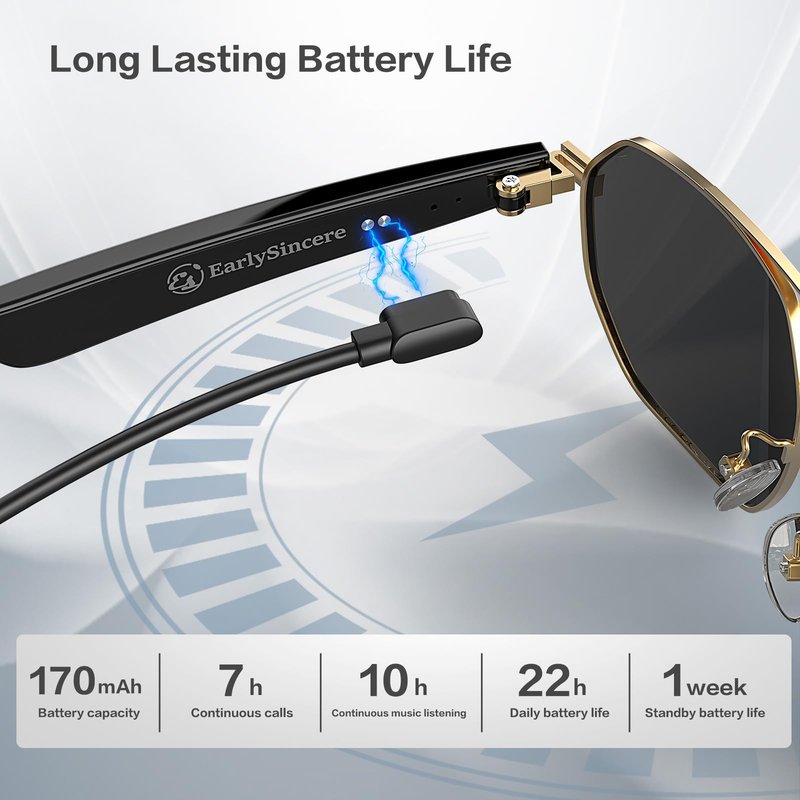 EarlySincere AI Bluetooth Smart Glasses Charging Cable, Length 62cm, Double-Ended Charging Cable, Suitable for AI Smart Glasses