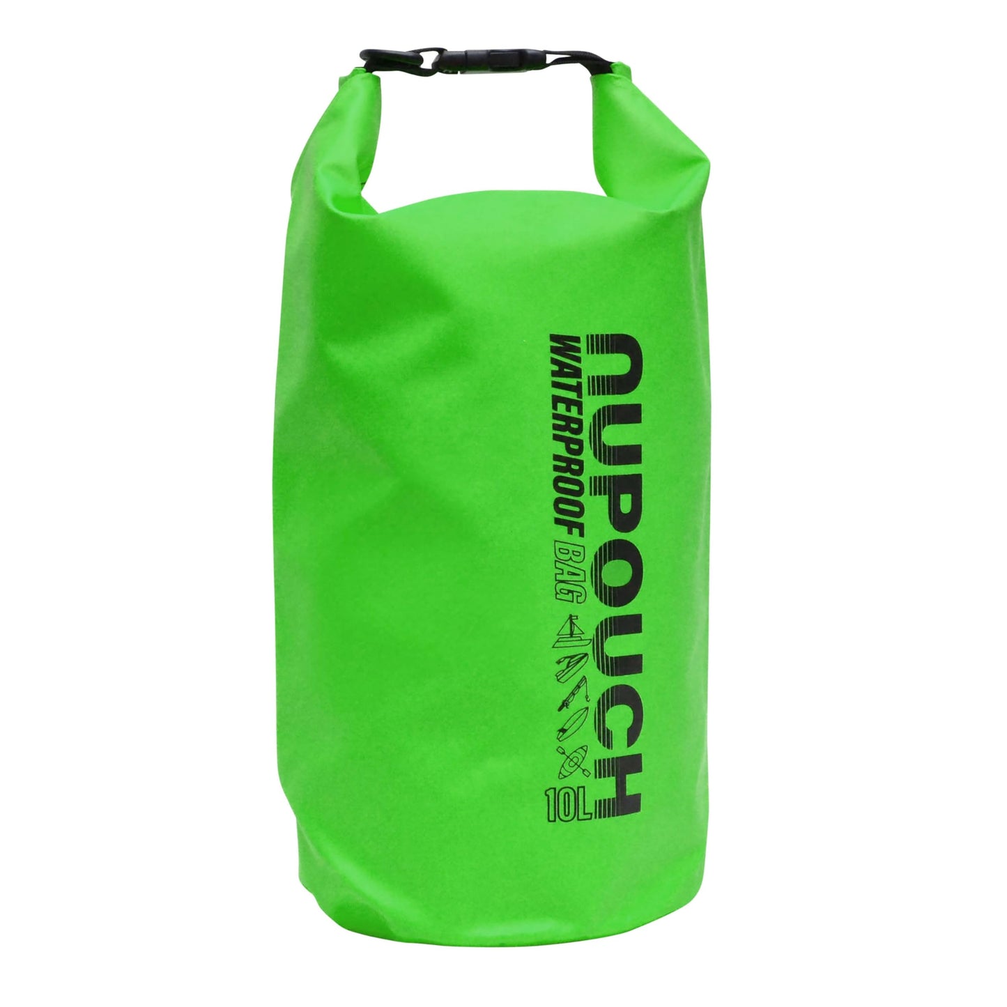 Nupouch Waterproof Dry Bag: 10L Green Roll Top Lightweight Dry Storage Bag, Backpack for Travel, Swimming, Boating, Kayaking, Camping, or Beach