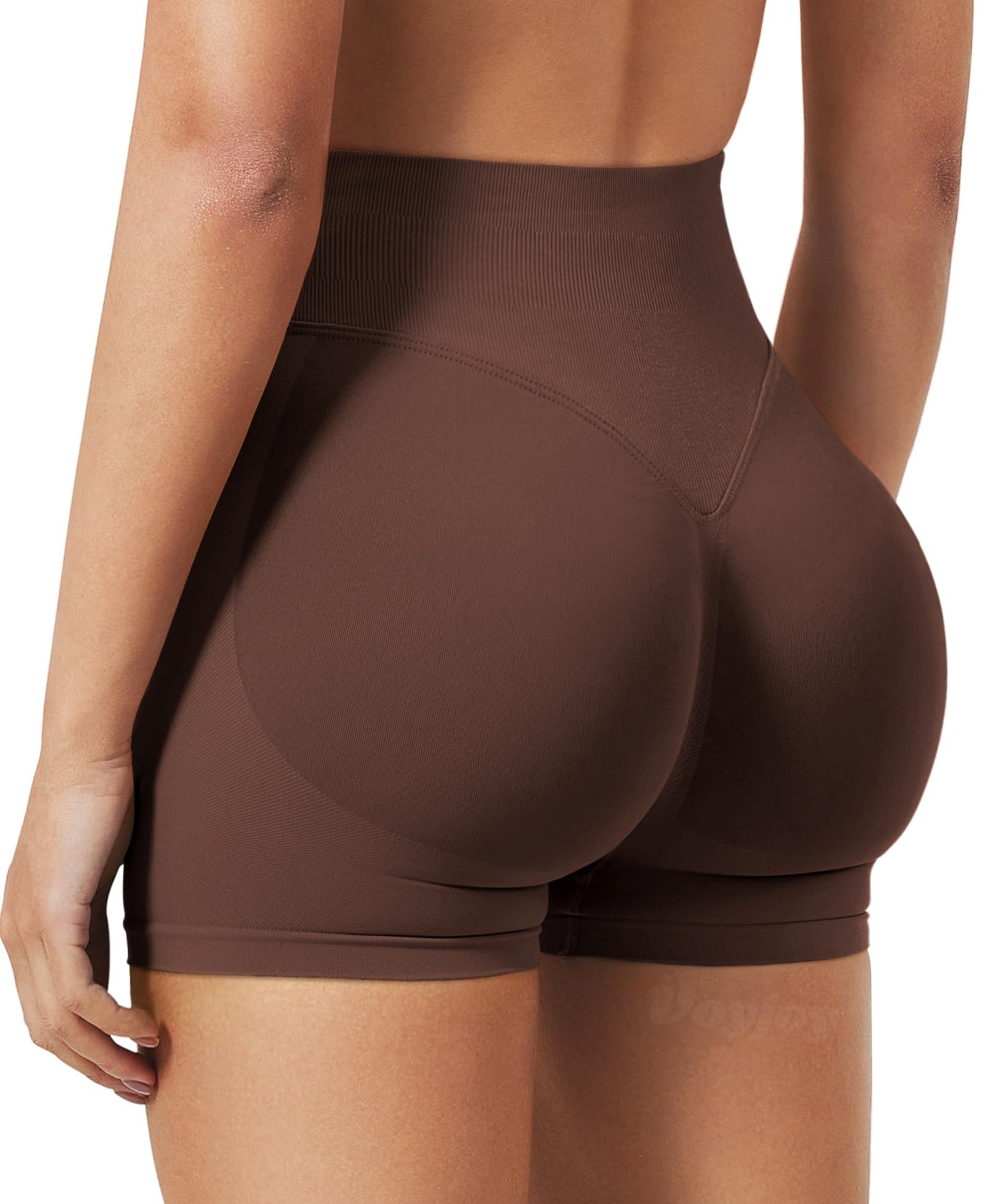 VOYJOY Women Workout Impact Shorts 2.5"/ 3.6"/ 4.5"/ 6" Scrunch Butt Lifting Gym Seamless Booty Biker Shorts Deep Brown