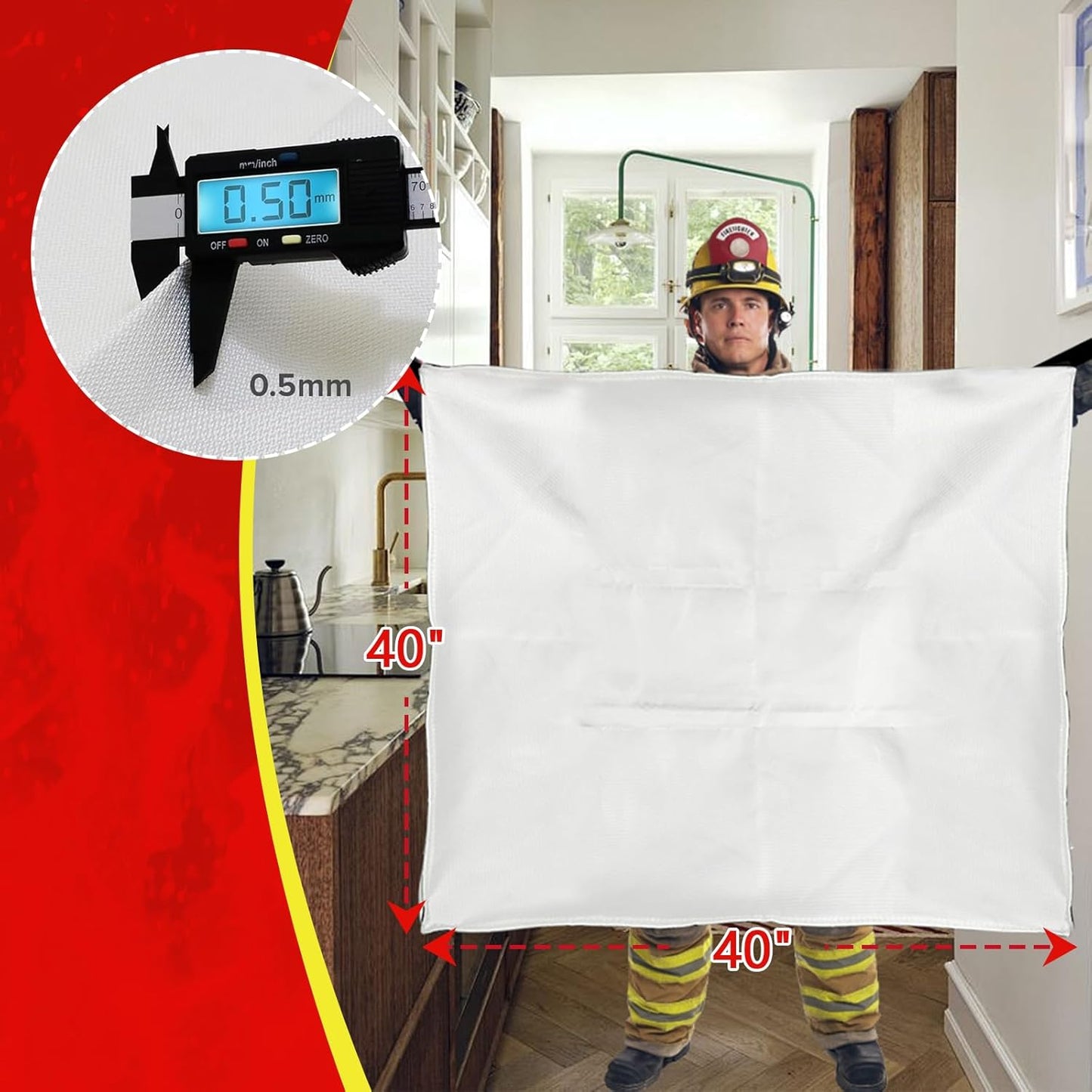 Fire Blankets - 8-Pack 40"x40" Emergency Safety Blankets for Home, Kitchen & Office