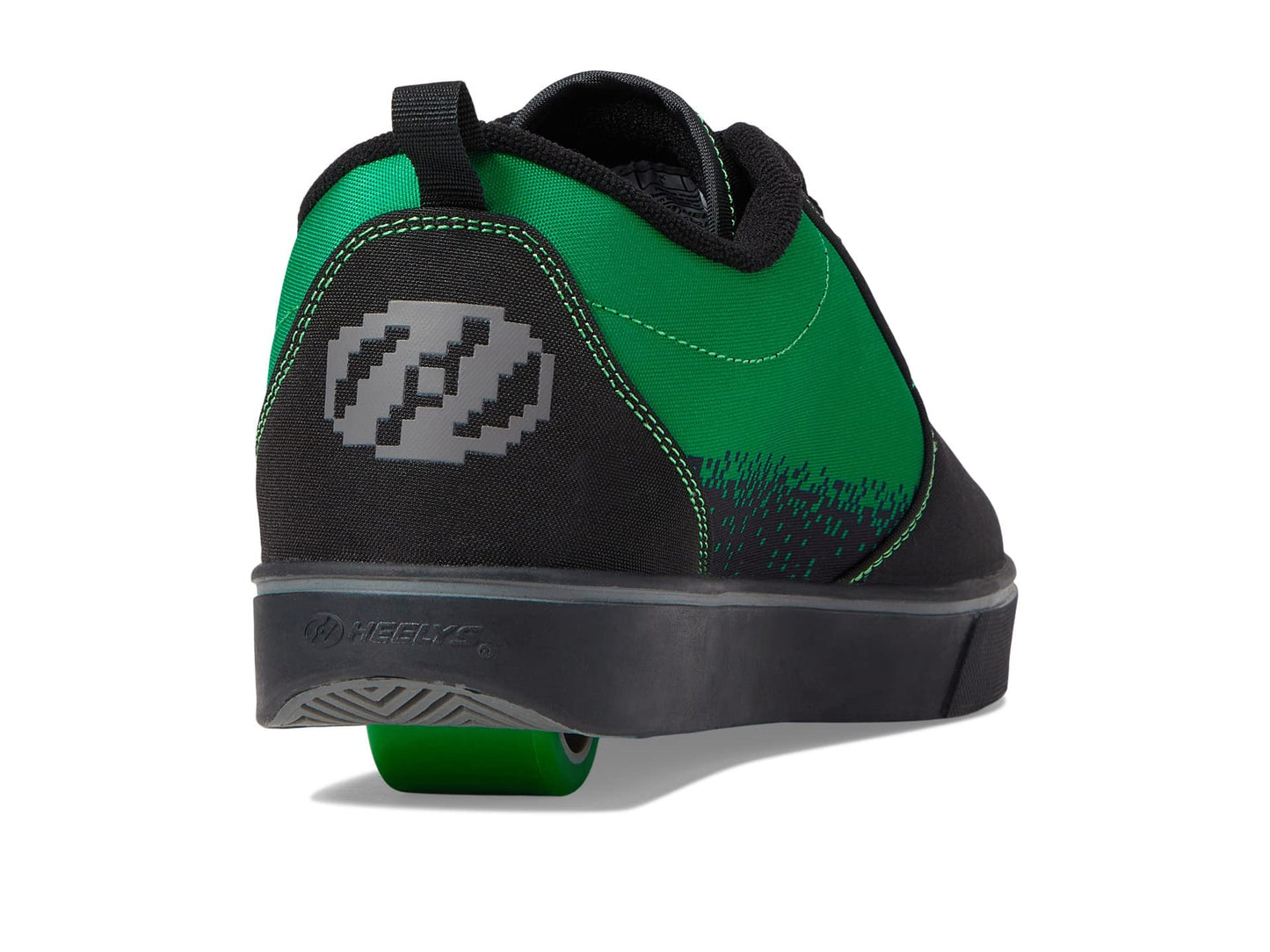 HEELYS Pro 20 Minecraft Skate Shoes for Men - Nylon Canvas Upper - Synthetic Outsole - Low-Profile Wheels Black/Neon Green Men's 12 M