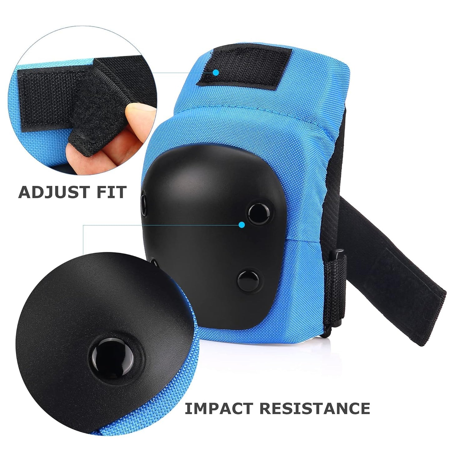 Protective Gear Set - 6 in 1 Knee Pads, Elbow Pads & Wrist Guards for Skateboarding, Biking & Outdoor Sports - Blue | Size M