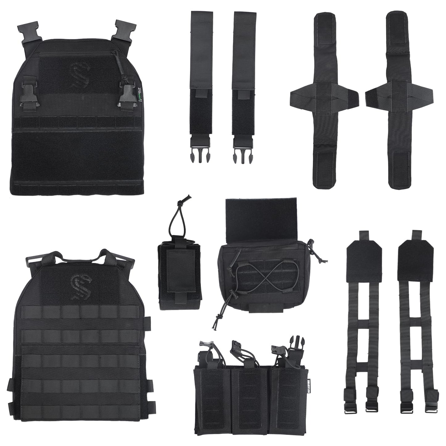 MGFLASHFORCE Tactical Airsoft Vest for Men, Molle Modular Design, 1000D Nylon, Drop Pouch Radio Pouch Included
