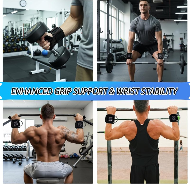 Weight Lifting Straps - Adjustable D-Ring Wrist Cuffs for Gym Training | Perfect for Cable Machines & Strength Workouts