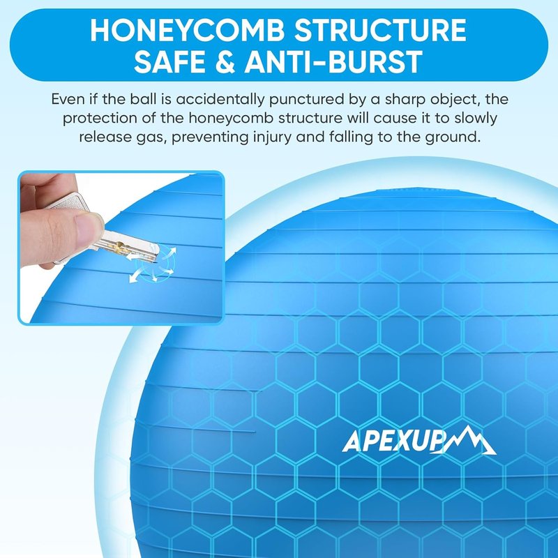 APEXUP Yoga Ball - Anti-Slip Heavy Duty Exercise Ball for Fitness, Balance & Core Workout | 5 Sizes Available