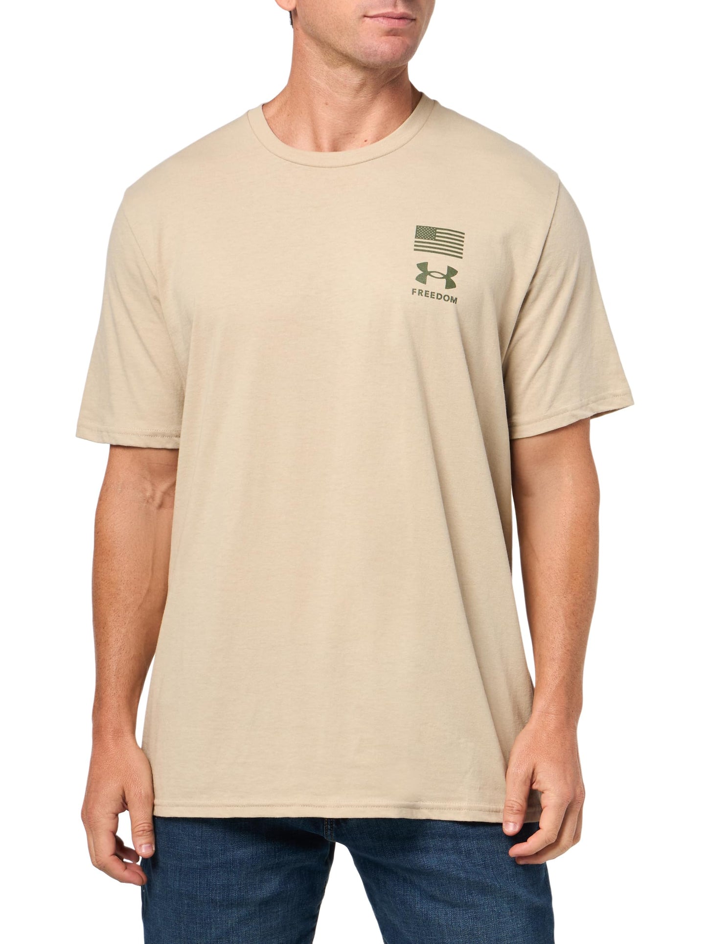Under Armour Men's Freedom Flag Variation Short Sleeve T Shirt, (290) Desert Sand / / Marine OD Green, Large