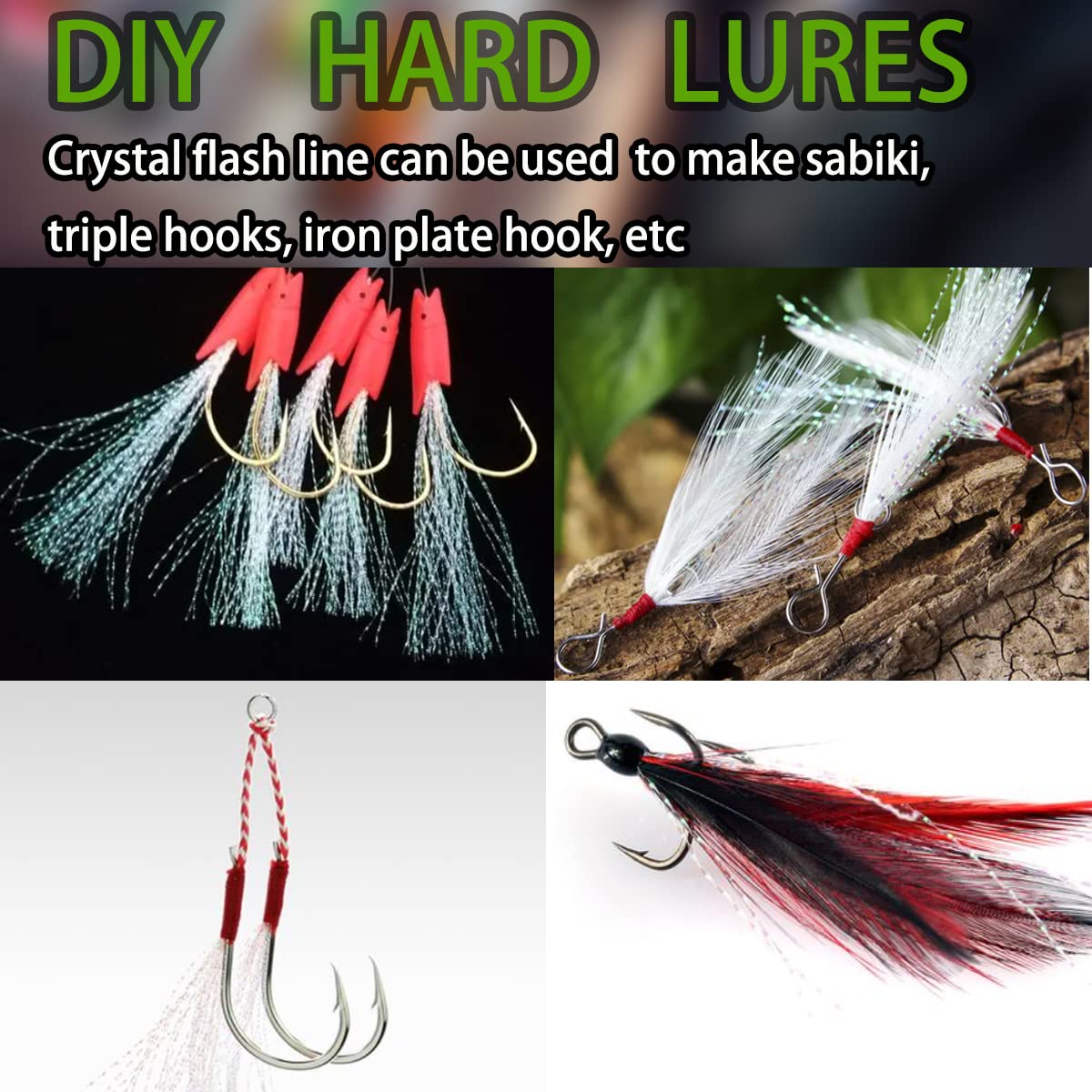 10 Pack Crystal Flash Line Fly Tying Material for Fishing Lure Flies (10 Colors Crystal Flash-Set A)