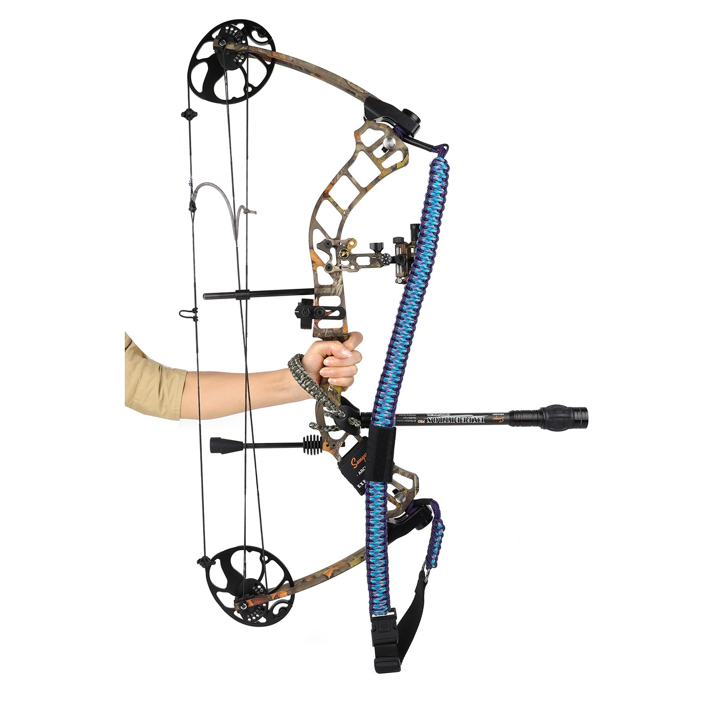 SUNYA Paracord Compound Bow Sling with V2 Upgraded Magnetic Connection System. Lightweight Hands Free Shoulder Carrying Sling for Bow Hunting, Field Archery and 3D (Atractaspis)