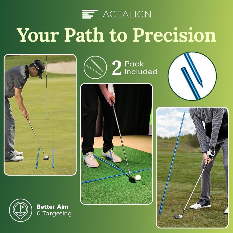 AceAlign 2-Pack Golf Alignment Sticks – Durable Golf Training Sticks & Alignment Rods for Swing Training, Telescopic Golf Aiming Stick for Setup & Posture, Golf Alignment Tool for All Skill Levels.