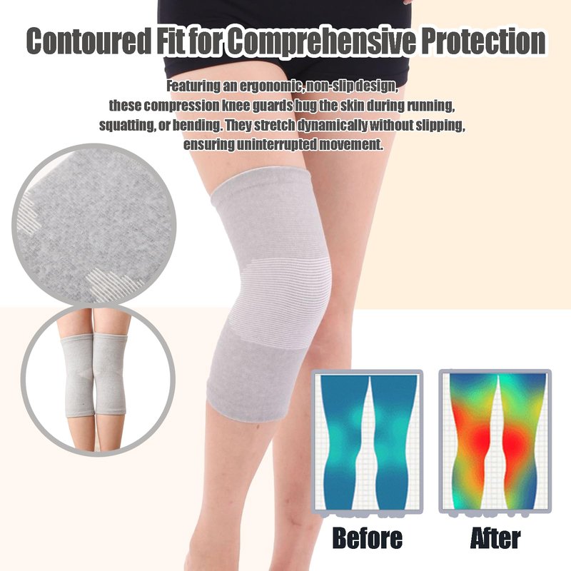 SNMIEDO Bamboo Charcoal Compression Knee Sleeve - 2 Pairs Elastic Warm Knee Brace for Men and Women - Compression Knee Pads for Arthritis (Black+Gray, X-Large)
