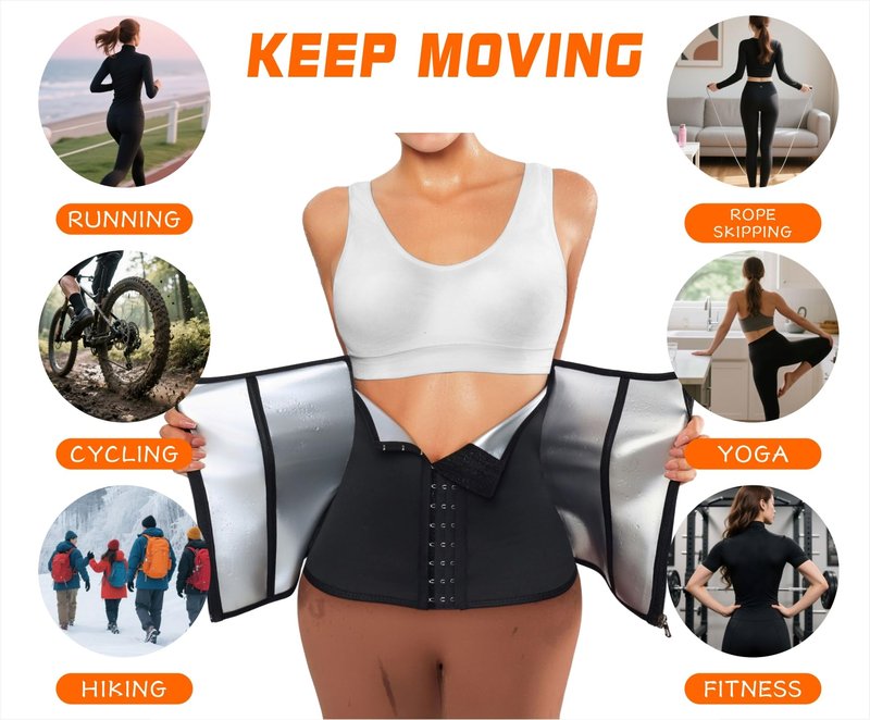 TIMESEEK Women's Sauna Suit Waist Trainer, Double Closure Waist Trimmer Belt, Adjustable Tummy Control Shapewear for Workout