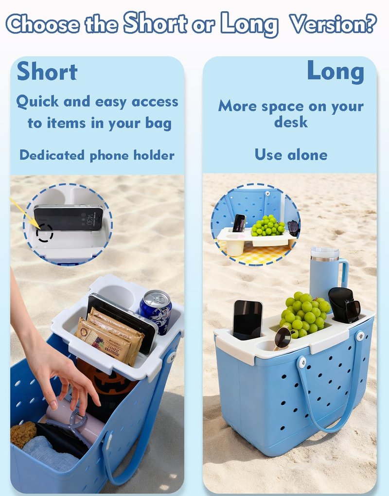 Top Cup Phone Holder Tray Storage Lid for Stanley Compatible with Bogg Bag XL Cover, Cup Organizer Holder Waterproof Silicone Multifunctional Storage Box for Outdoor Beath Camping Travel (Gray, XL)