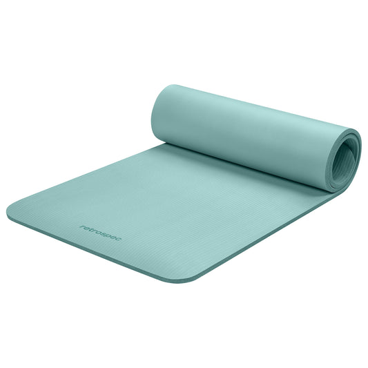 Retrospec Solana Yoga Mat 1/2" Thick w/Nylon Strap for Men & Women - Non Slip Excercise Mat for Yoga, Pilates, Stretching, Floor & Fitness Workouts, Blue Ridge