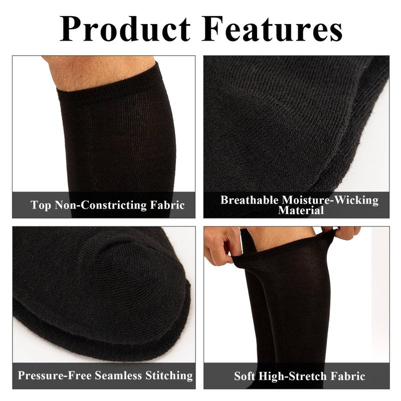 NCHEMDL Walking Boot Socks, 3 Pairs Tall Tube Sock Liners for Orthopedic Walker Brace, Fracture Cast Foot Cover, Knee High Socks for Cam Walker and Air Select Boots for Women Men (M/Black)