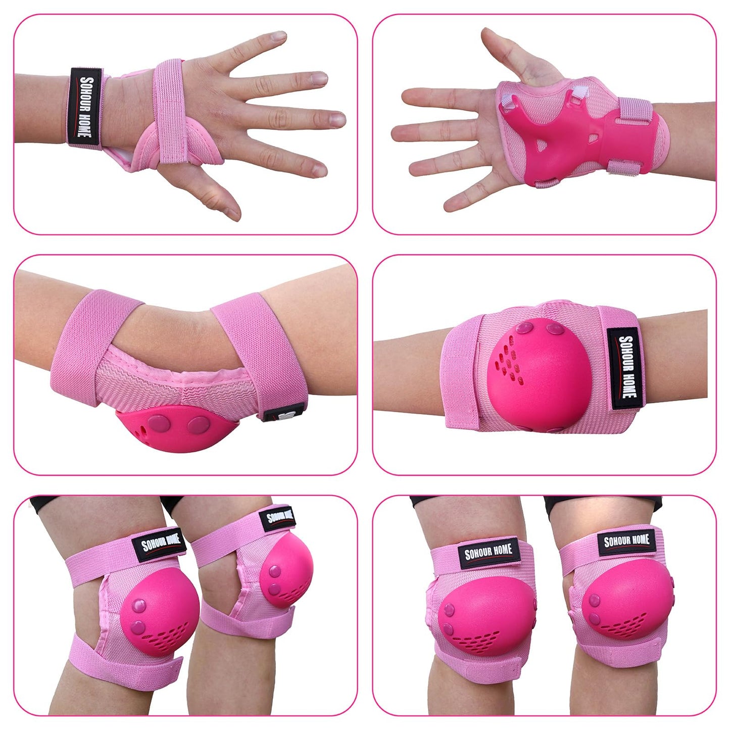 SOHOUR HOME Kids/Youth Knee Pads Elbow Pads Wrist Guards 3 in1Protective Set, for 3-15 Years Child Roller Skates, Cycling, Inline Skating, Skateboard, BMX Bike, Balance Bike, Scooter Riding Sports