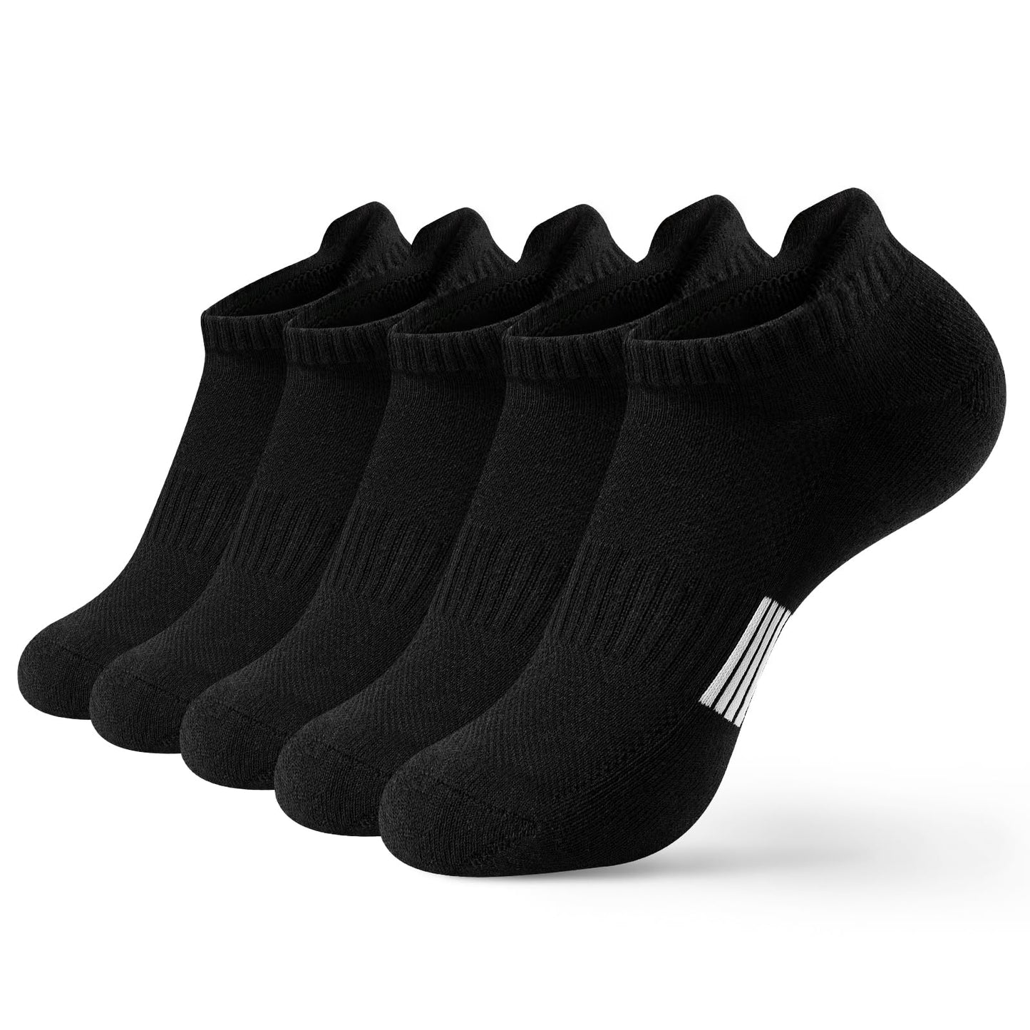 Trifabricy Ankle Socks for Women - Cushioned Low Cut No Show Socks Womens Socks With Heel Tab, Comfortable Athletic Running Socks for Women and Men, 5 Pairs - Black