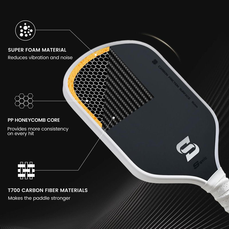 Pickleball Paddles,Pickleball Paddle Compliant USAPA&UPA-A,Carbon Fiber Pickleball Paddle,hermal Pressed Pro Spin & Control, 16mm Honeycomb Core for Tournament-Level Consistency