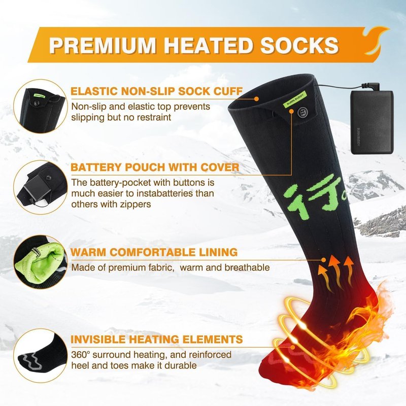 Heated Socks for Men Women, APP Control Electric Heated Socks Rechargeable Washable, Battery Heated Socks Foot Warmer Socks for Hiking Biking Camping Skiing Hunting Outdoor Work, Heating Thermal（XL）