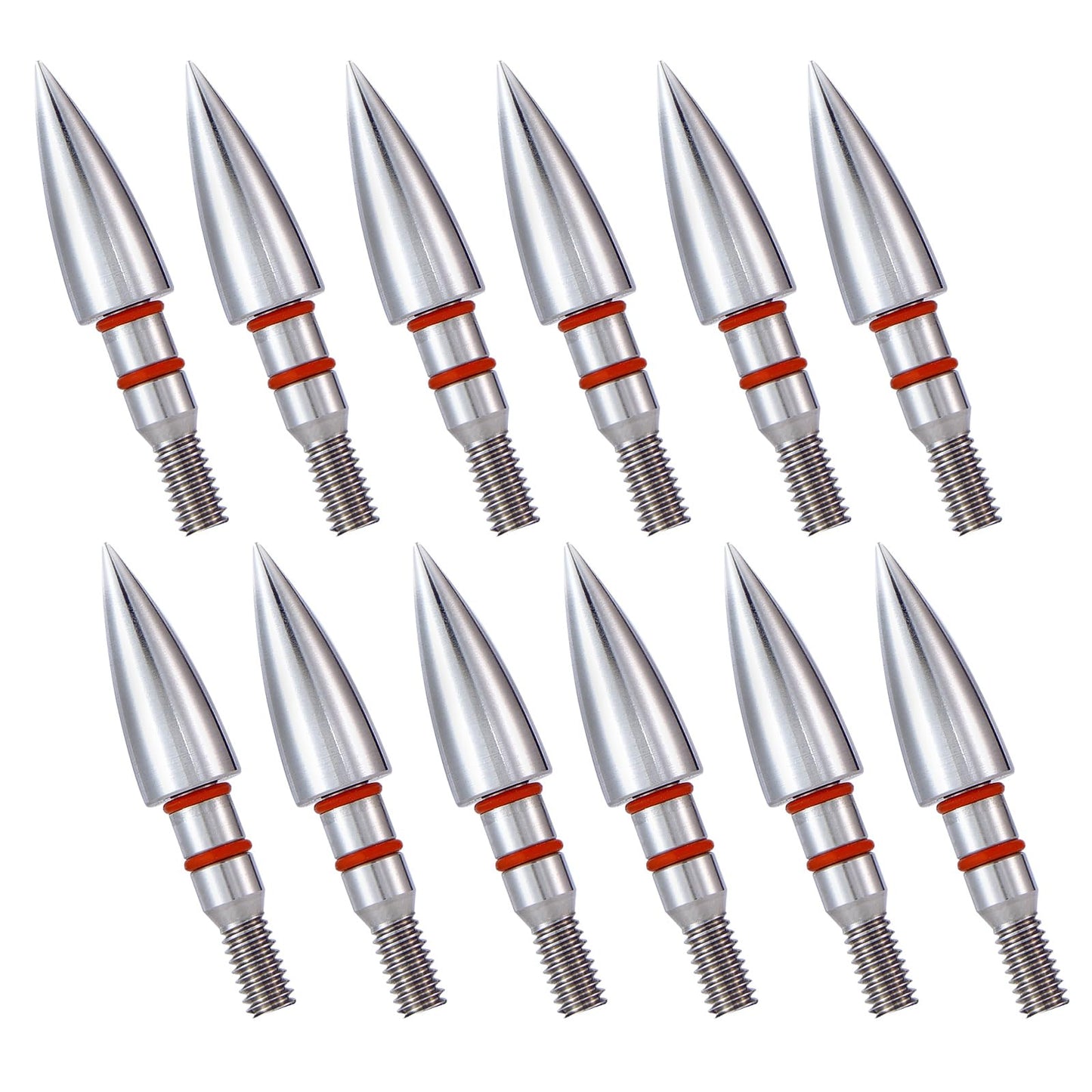 JGSDD 12pcs Archery Field Points, 100/125/150/300 Grain Field Points, Screw-in Archery Field Broadheads for Recurve, Compound Bow Crossbow, Archery Target Crossbow Practice Tip (19/64-300grain)