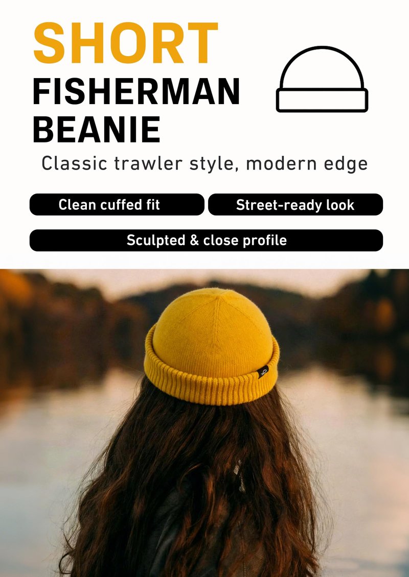 Comhats Short Fisherman Beanie Hats for Men Women – Soft Stretchy Knit Cuffed Beanies, Unisex Small Beanie Trawler Style for Fall Spring Outdoor, Christmas – Burnt Orange M/L