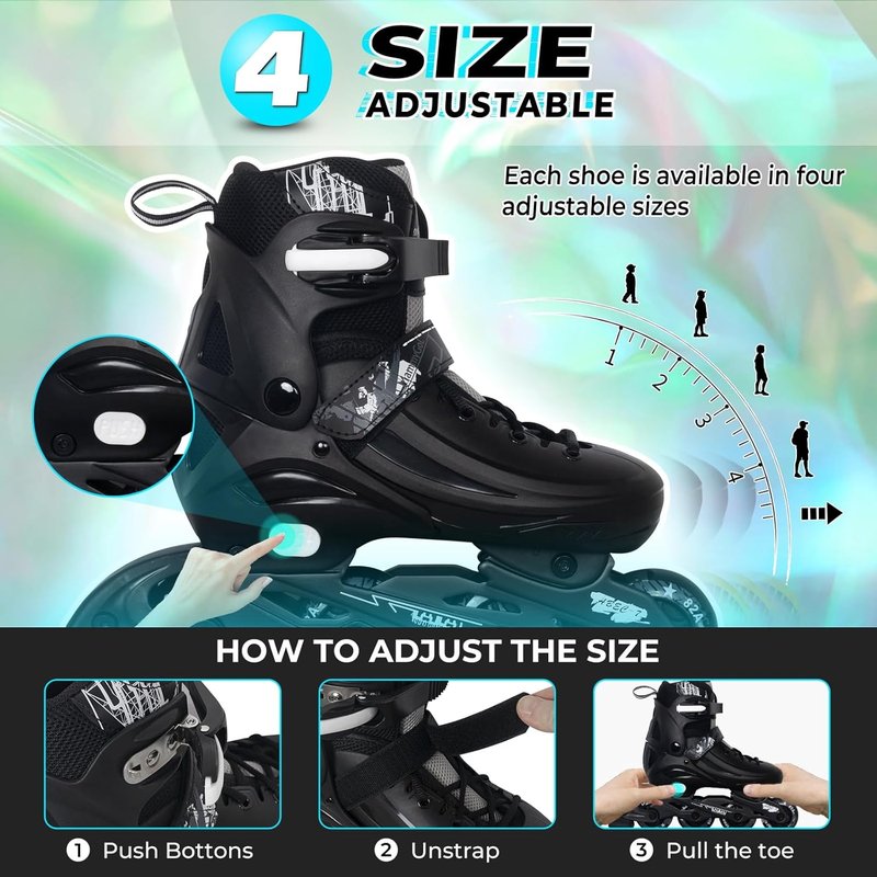 Adjustable Inline Skates for Kids & Adults - Light Up Wheels | Indoor & Outdoor Roller Skating
