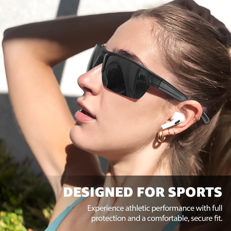 TJUTR Running Sunglasses for Women, Polarized Wrap Around Sun Glasses with UV400 Protection for Sports Cycling Golf TS3080