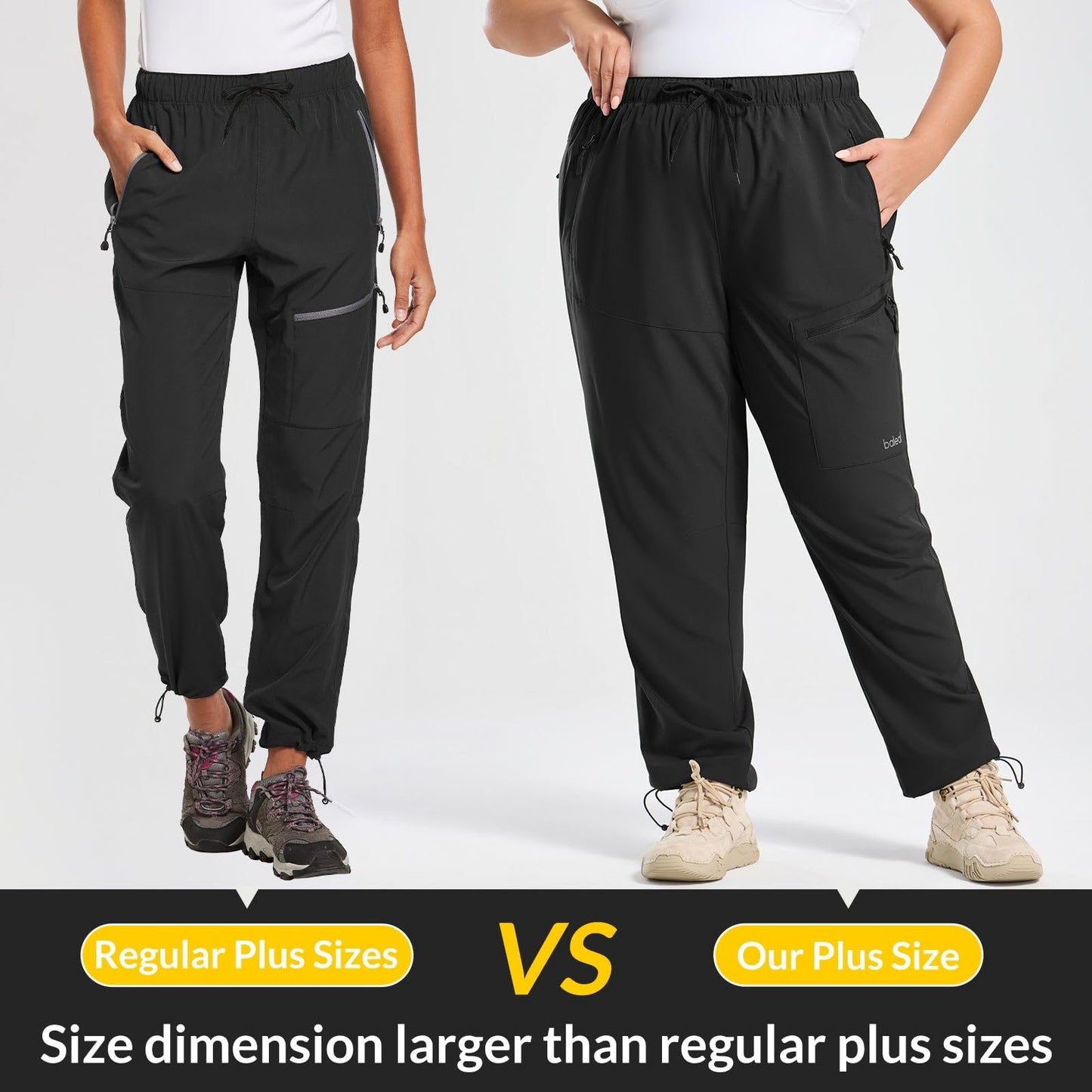 baleaf Women's Plus Size Hiking Pants Water Resistant Black XL