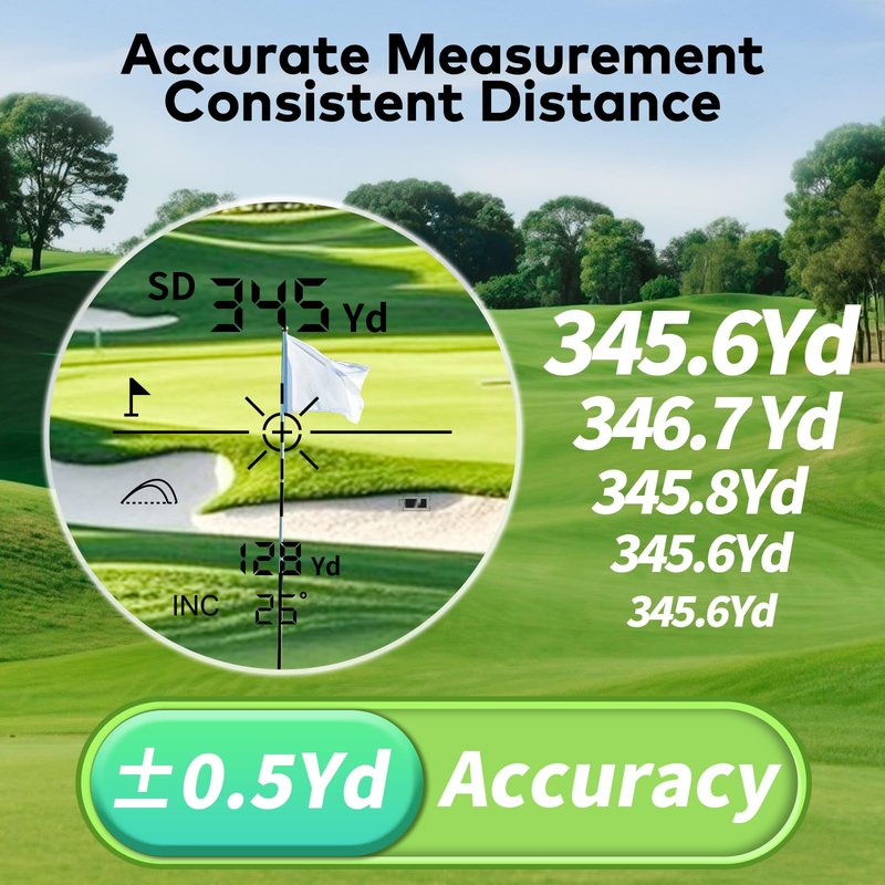 1200Yards Range Finder Golf with Slope, 7X Magnification Range Finder, Lightweight Portable Rechargeable Rangefinder, Flag Lock Vibration, Switch for Legal, Range Finders for Hunt/Golf Accessory