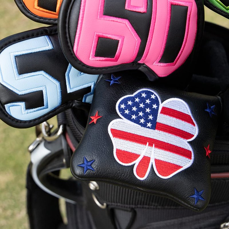 Golf Putter Covers Mallet Putter Headcover Leather Putter Covers Golf Club Covers Magnetic Golf Putter Headcover for Most Brand (Black)