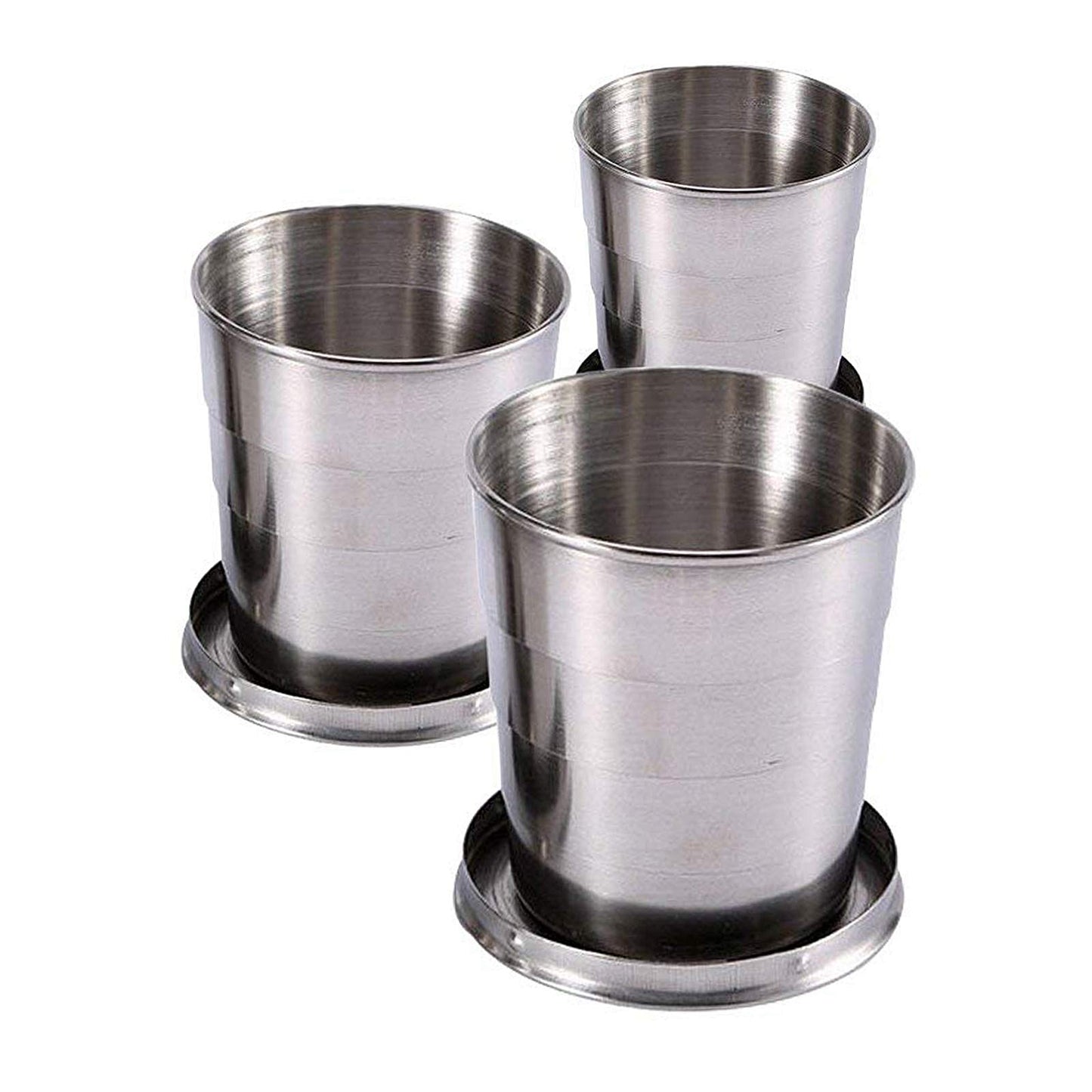 Guyuyii Collapsible Cup with Lid - 3 Pack Stainless Steel Collapsible Cups for Traveling, Backpacking, Camping