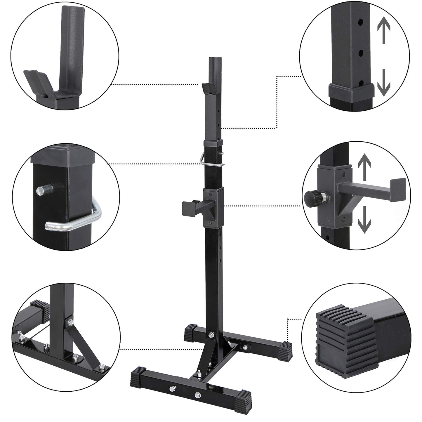 ANT MARCH Pair of Adjustable Height 40"-66" Portable Dumbbell Racks Sturdy Steel Squat Rack Barbell Free Bench Press Stands Home Gym Load 550Lbs Dipping Station