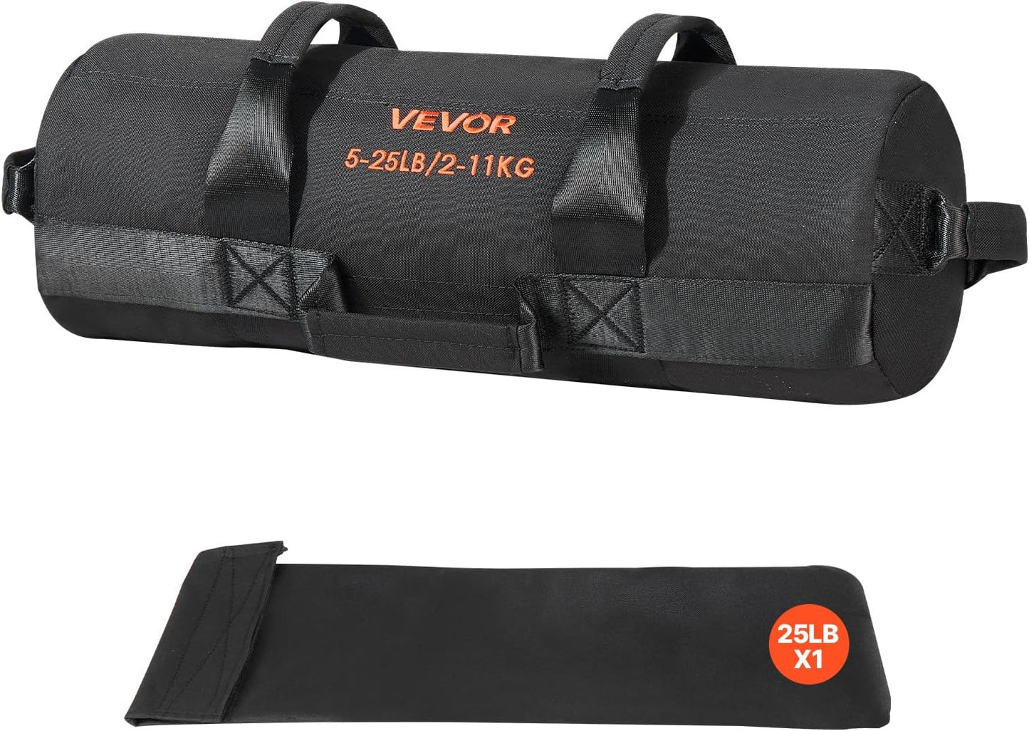 VEVOR Heavy Duty Workout Sandbag - Power Training Slam Bag for Strength & Cross-Training | Black (Unfilled)