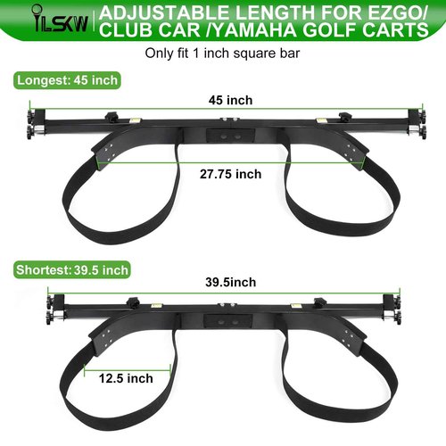 Golf Cart Bag Holder Bracket for 2+2 Seater Golf Cart Rear Seat with 1 inch Sqaure Strut, No Drilling Golf Cart Rear Bag Holder Fits EZGO, Club Car, Yamaha Golf Carts