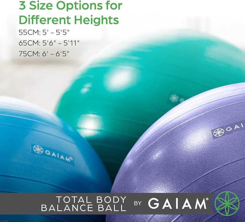 Gaiam Exercise Ball - Anti-Burst Balance Ball for Core Strength & Yoga | Includes Air Pump