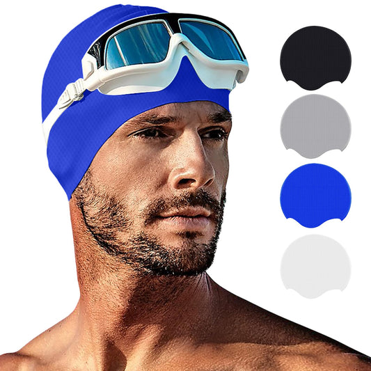 Tripsky Silicone Swim Cap for Long Hair, Swimming Cap for Women Men Teenagers, Stereoscopic Pattern Bathing Cap Ideal for Curly Short Medium Long Hair (Drak Blue)