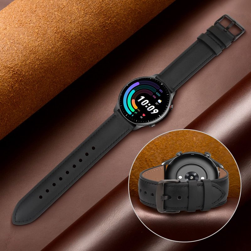 AK Leather Band for Amazfit GTR 4 GTR 3 Pro GTR 3 GTR 2e GTR 2 Amazfit GTR 47mm, 22mm QuickRelease Adjustable Strap with Metal Buckle for Women Men, Soft Replacement Wristband for Amazfit GTR