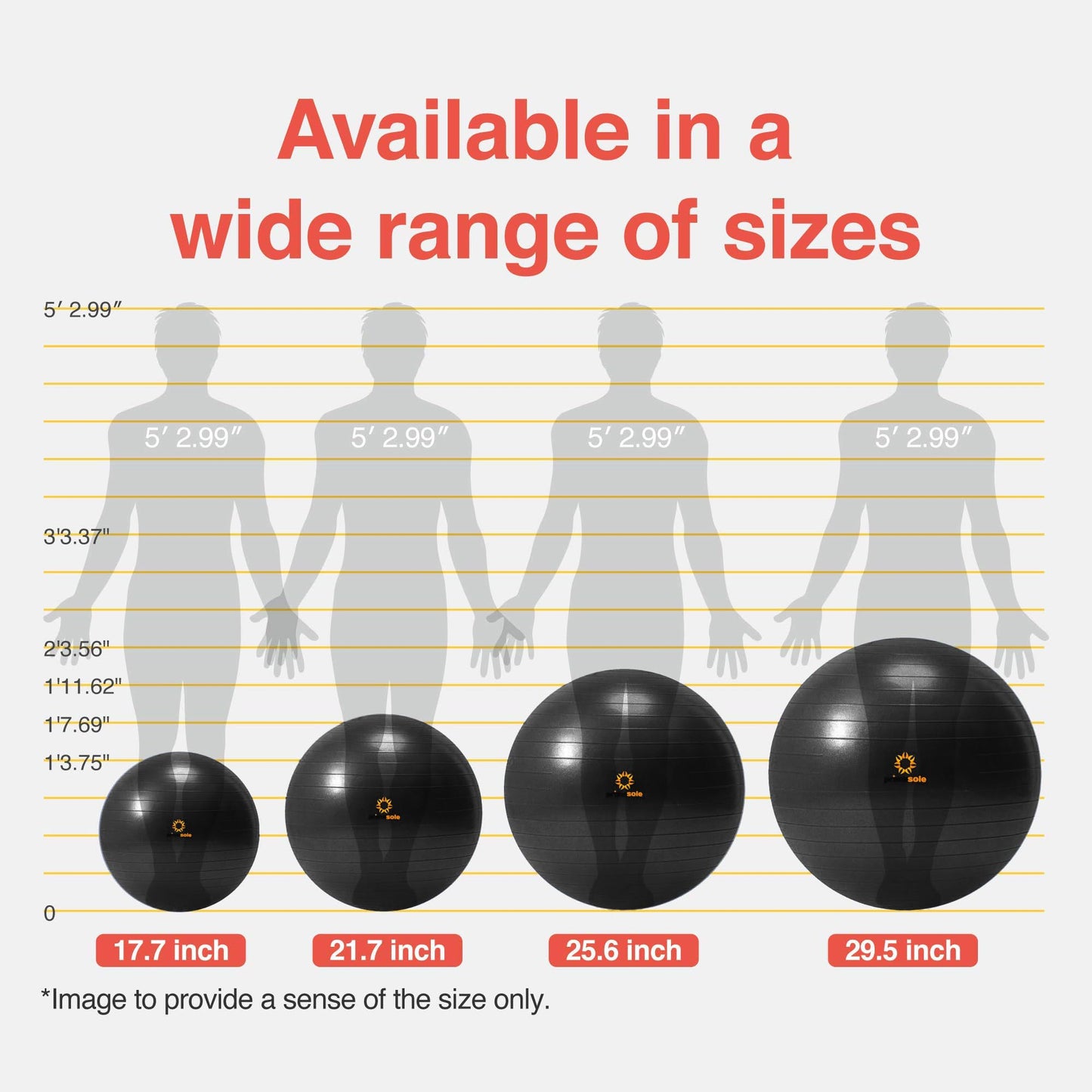 PRIMASOLE Exercise Ball for Balance Stability Fitness Workout Yoga Pilates at Home Office & Gym 75cm Black, 29.5 inch & 75 cm