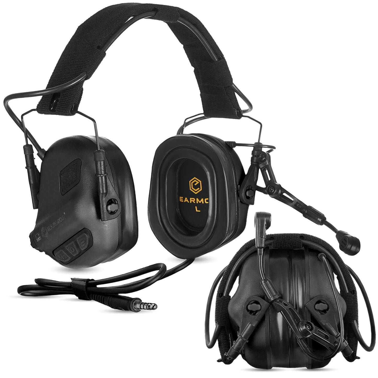 EARMOR M32 PLUS 2024 Version Tactical Headset Hunting & Shooting Earmuffs with Microphone, Sound Amplification, Nato TP120 Jacket, Black