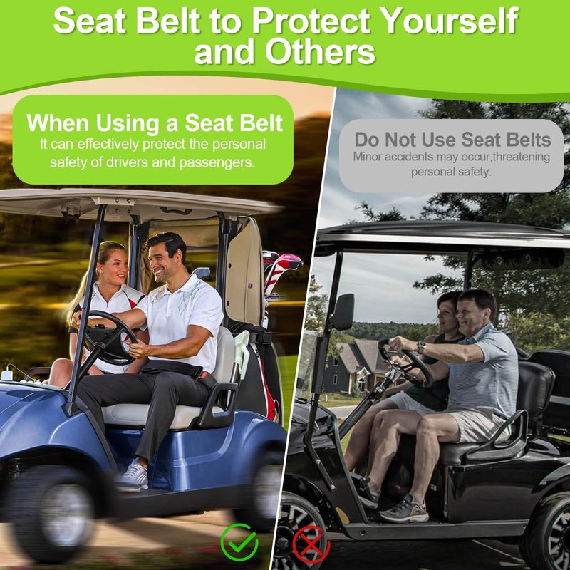LEAPGOMAX Retractable 61" DOT Seatbelts, Universal 2 Point Adjustable Seat Belts for Golf Carts EZGO, Yamaha, Club Car, ICON, Star, Zone Golf Carts (1 Set)
