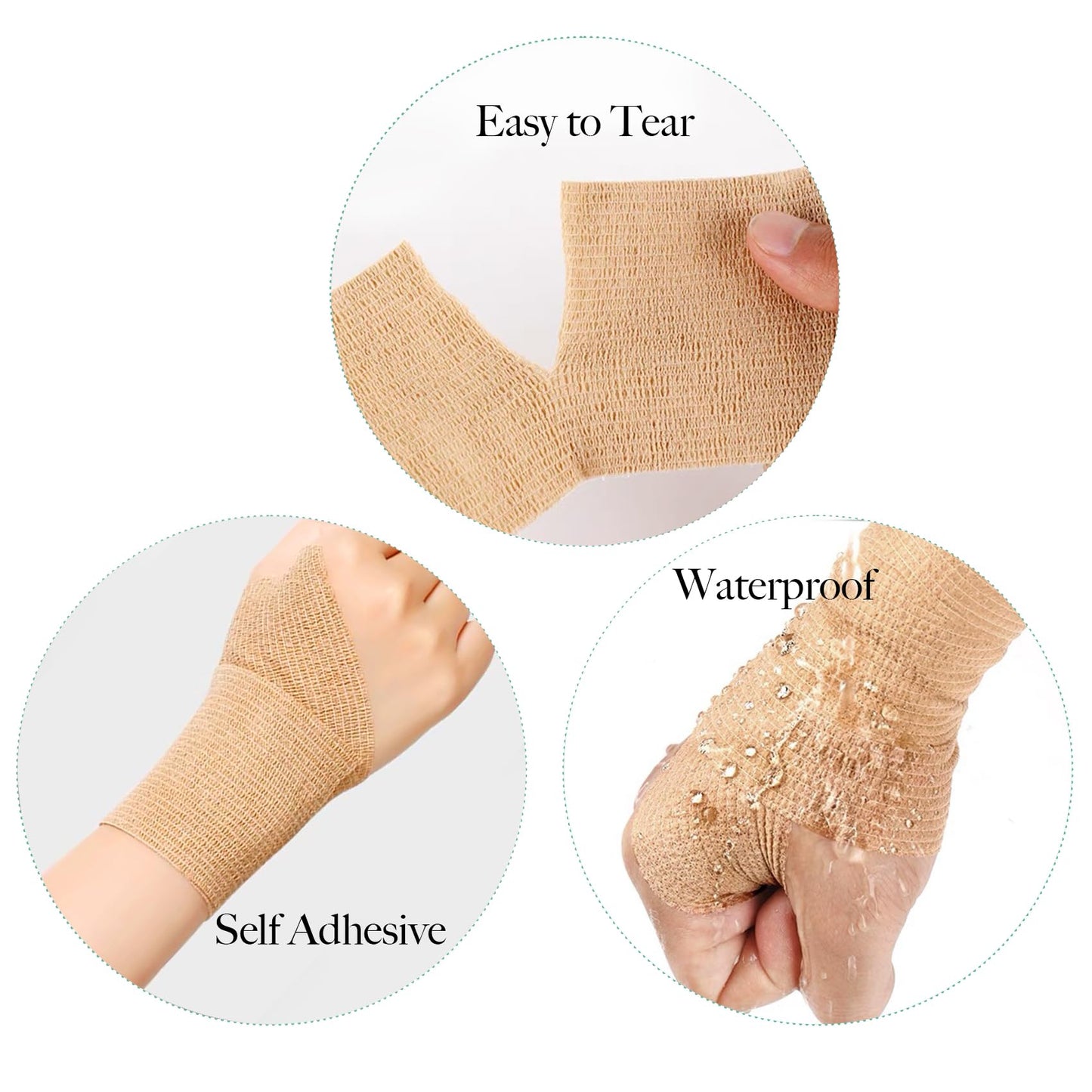 Allruyee 100 Rolls Self Adhesive Bandage Wrap 2 inch Cohesive Bandage Wrap Stretch Bandages Wraps Tape Color Elastic Self-Adherent Tape for Wrist Ankle Sports Swelling Sprains（Rich Color）
