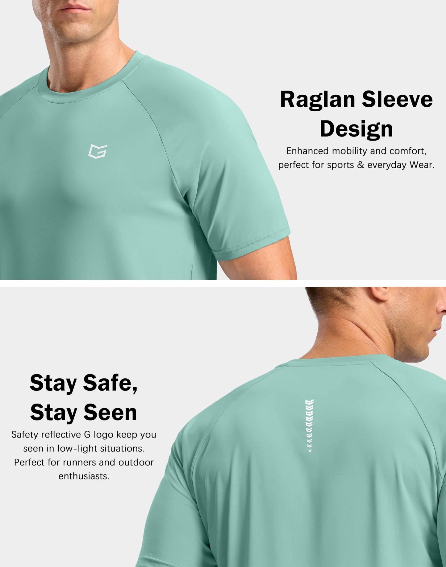 G Gradual Men's Athletic Workout T-Shirts Moisture Wicking Cooling Running Shirts Short Sleeve Performance Tee for Gym Tennis(Jasmine Green,M)