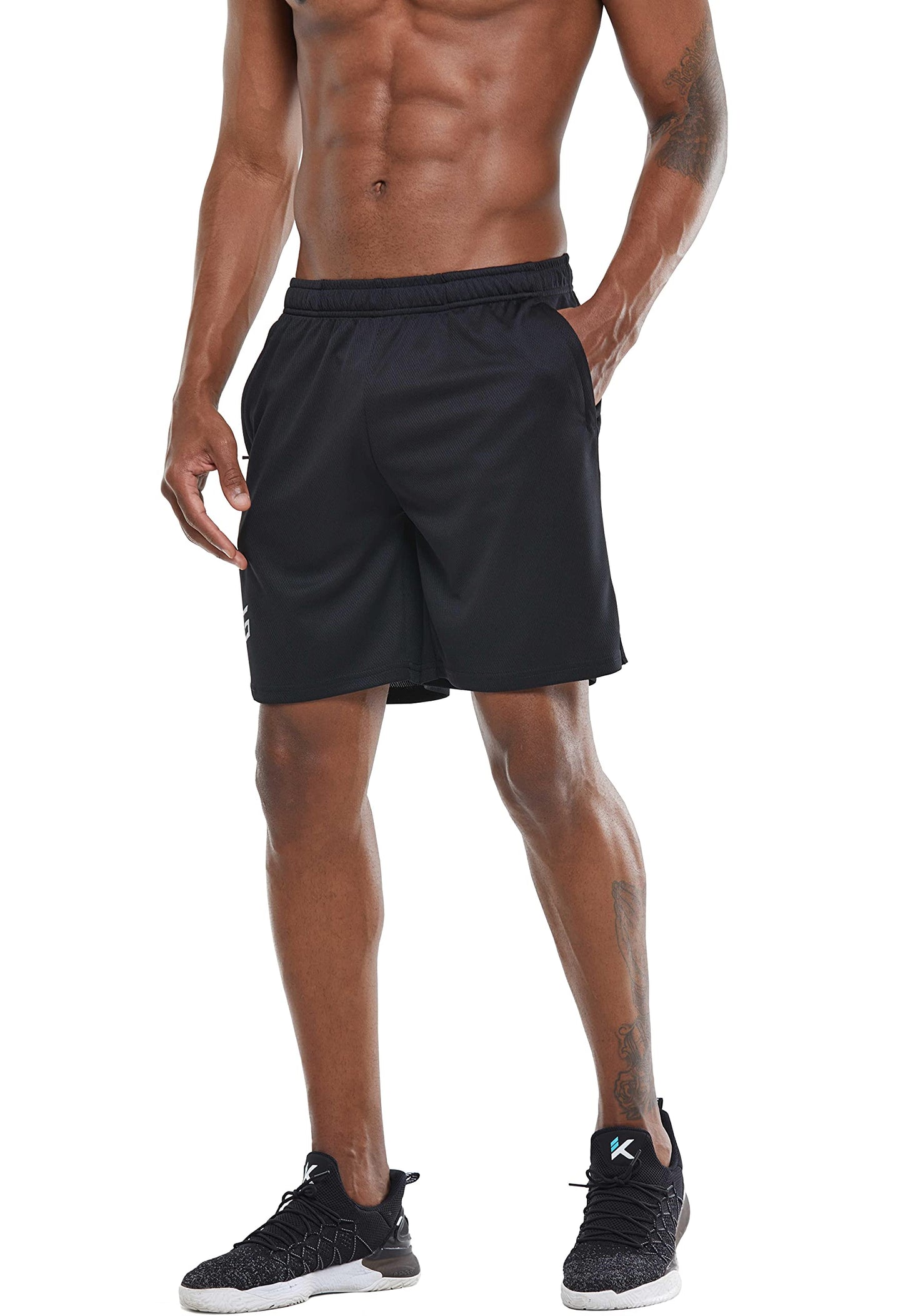 G Gradual Men's 2 Pack 7" Workout Running Shorts Quick Dry Lightweight Gym Shorts with Zip Pockets (2 Pack: Black/Black Large)