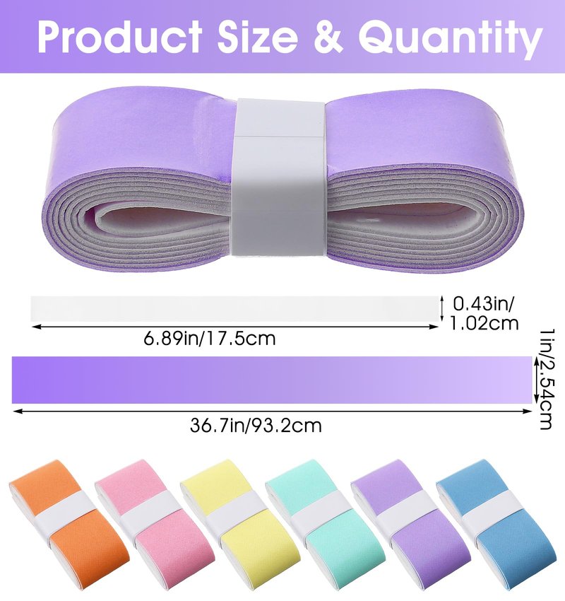 ValueBargain 6Pcs Tennis Racket Grip Tape, Tacky Racket Handle Overgrip Wrap, Absorbent Anti-Slip Badminton Tennis Grip Enhanced Comfort for Players, Gradient Color