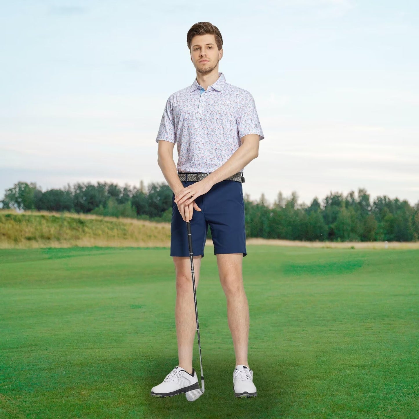 M MAELREG Polo Shirts for Men Quick Dry Fit Short Sleeve Performance Moisture Wicking Print Men’s Golf Shirts