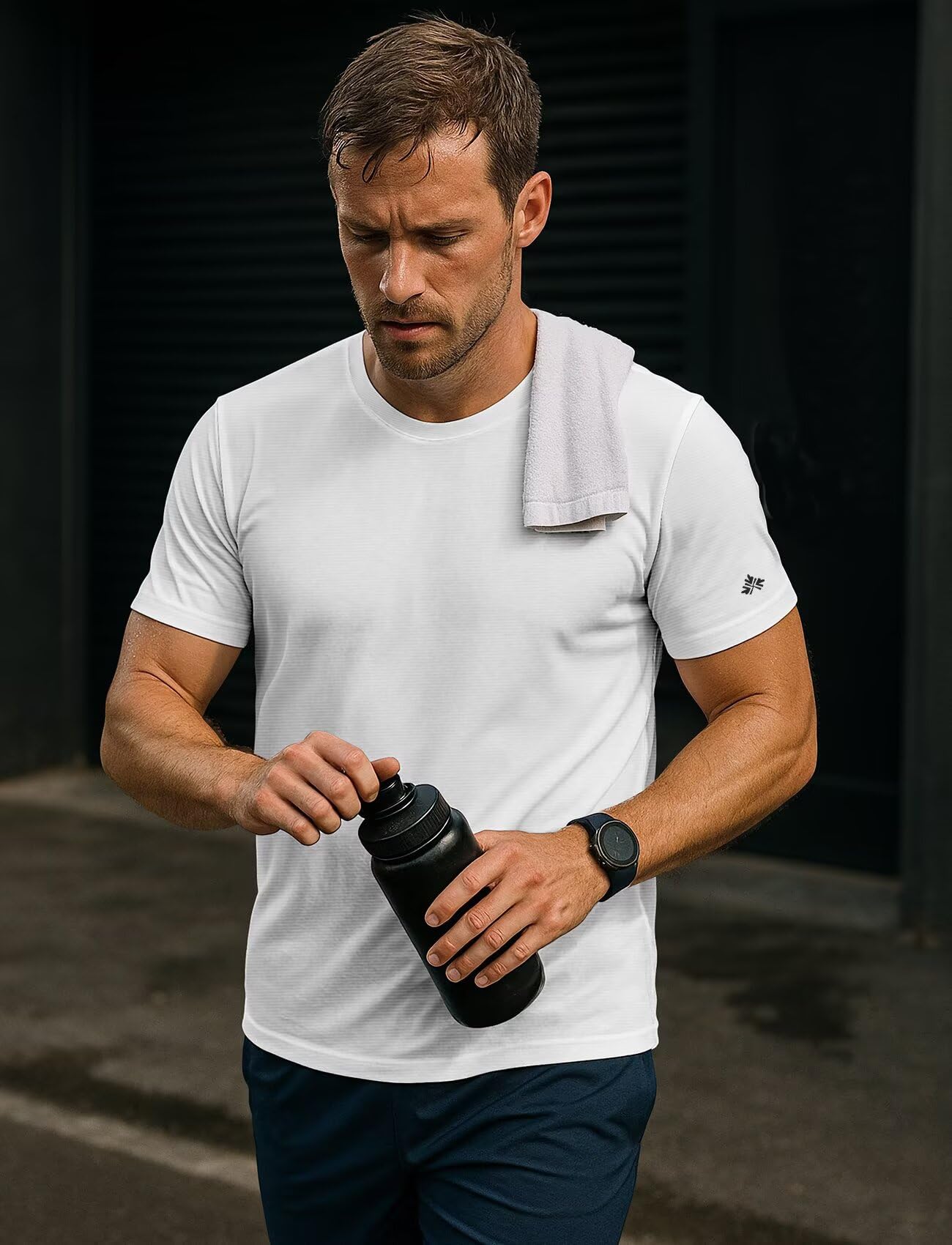 Zengjo Mens Running Shirts Quick Dry Lightweight Moisture Wicking Short Sleeve Gym Workout Athletic Tee(White,Large)